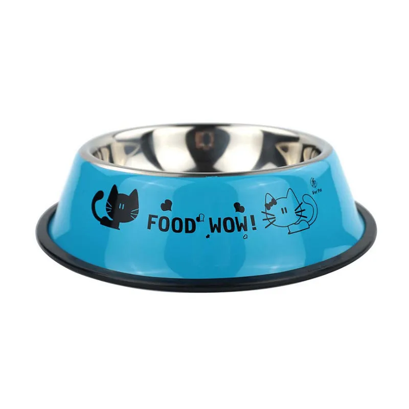 Stainless steel dog bowl with anti-skid base and colour printing in 6 sizes
