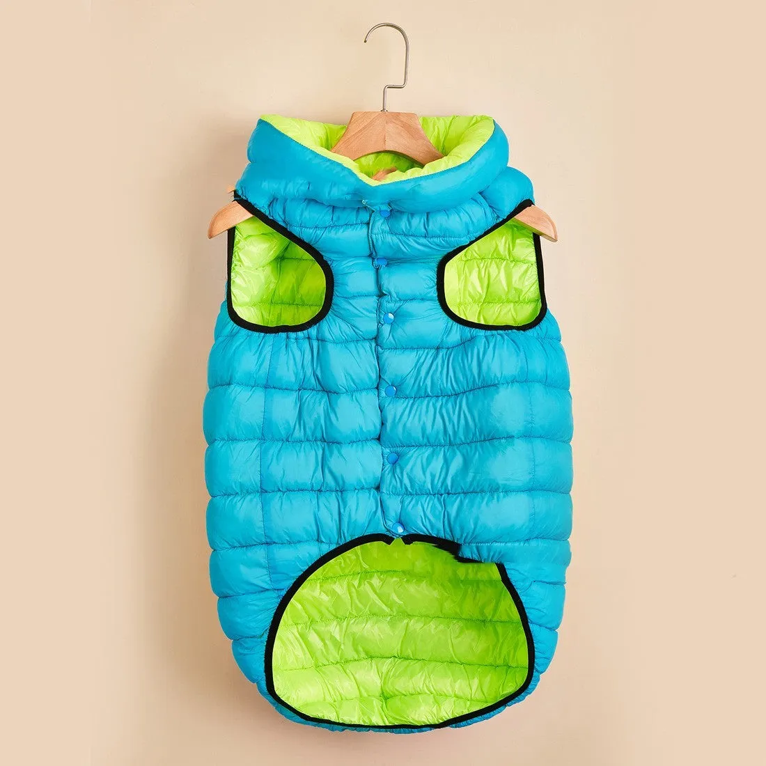 Winter down cotton dog clothes in brown beige with nylon outer shell, casual style, size S to 5XL