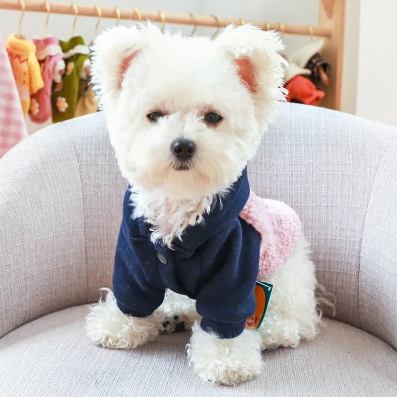 Warm hoodie sweet pet clothing in black polyester with two legs and a hood for small to medium dogs.