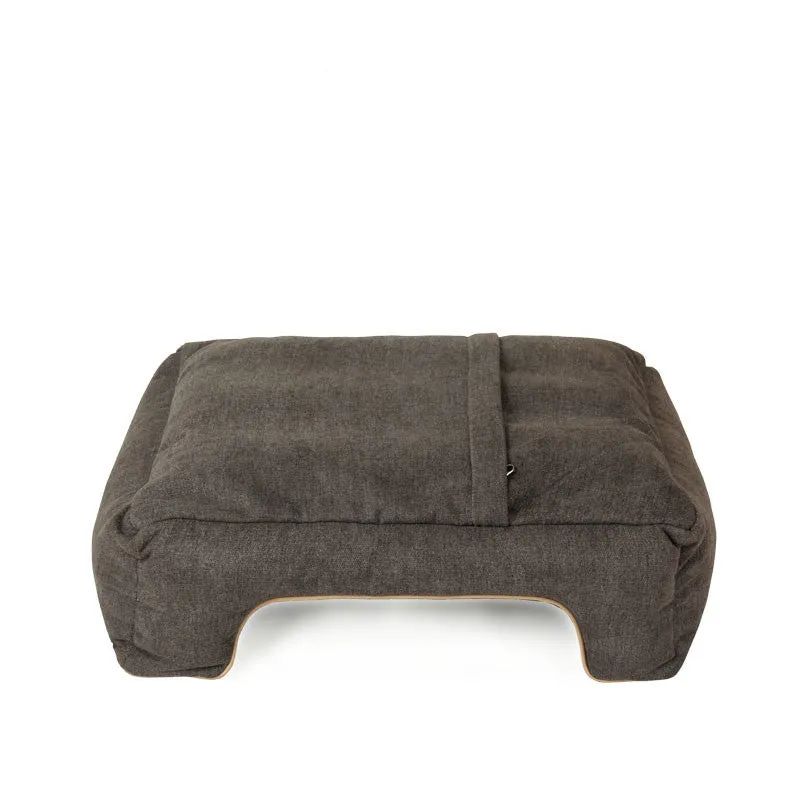 Small dog bed with grey fabric and removable cover, bite-resistant and dirt-resistant, size M