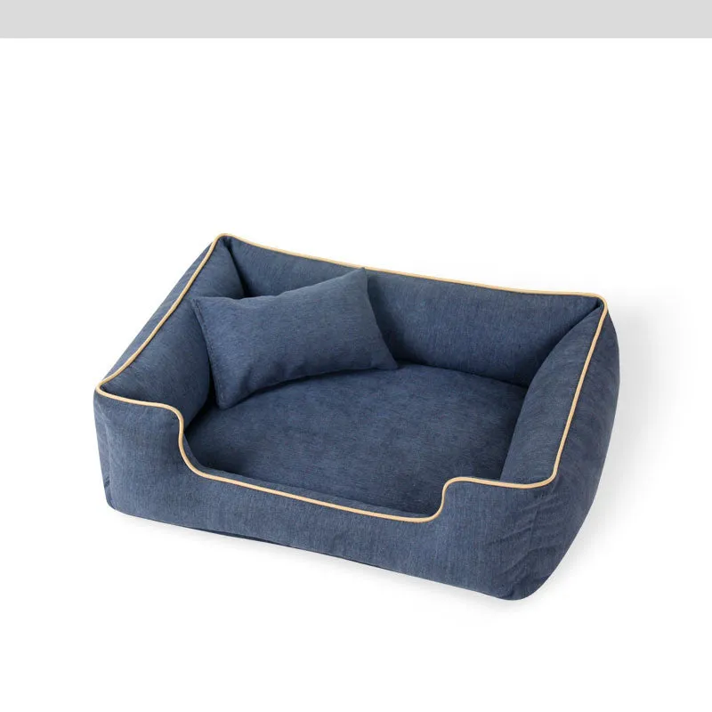 Small dog bed with grey fabric and removable cover, bite-resistant and dirt-resistant, size M