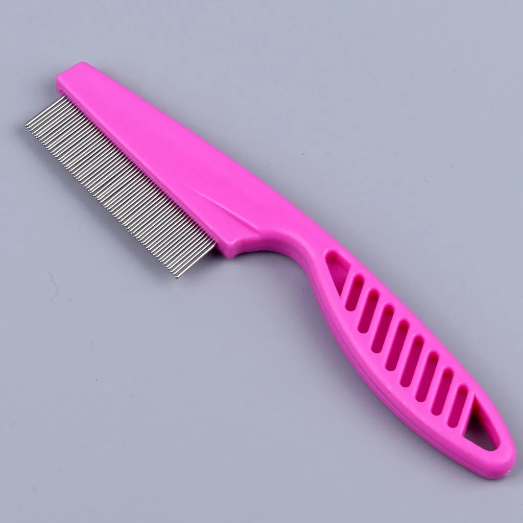 Flea comb with fine stainless steel teeth for dogs and cats, large size 18.5 cm, white handle