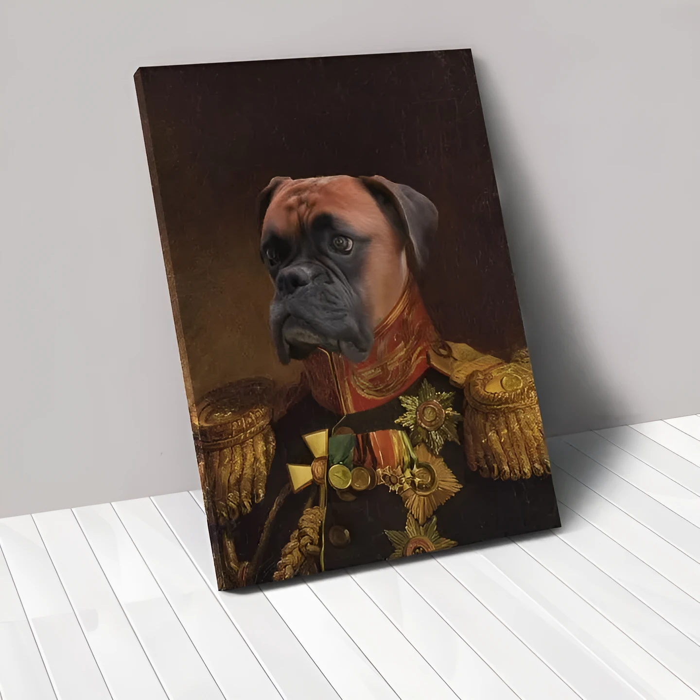 Personalised pet canvas portrait in modern simple style, rectangular frameless canvas print