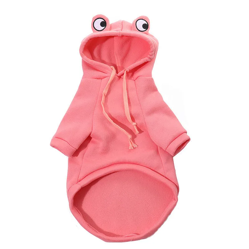 Green frog costume hoodie for small cat or dog with soft sweatshirt material