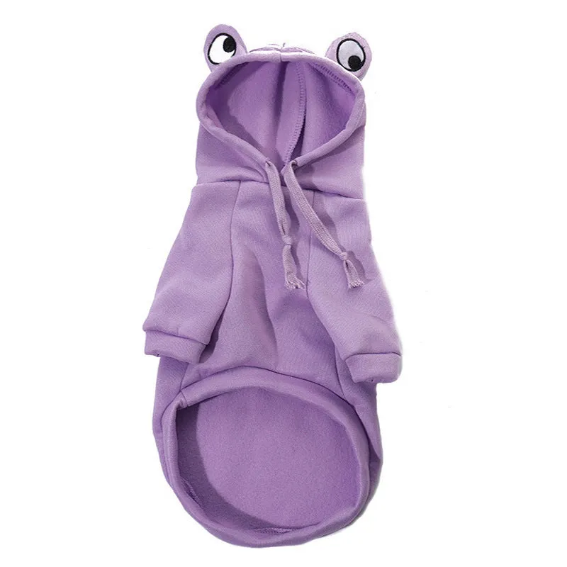 Green frog costume hoodie for small cat or dog with soft sweatshirt material