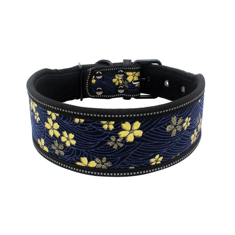 Diving material cloth pet collar in blue camouflage option with adjustable fit