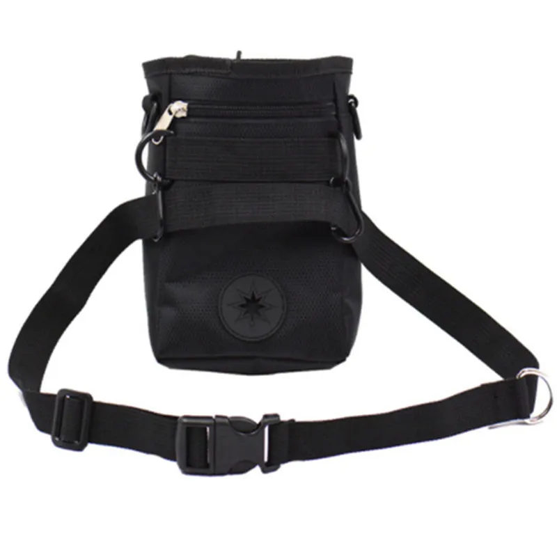 Dog training belt bag in black, Oxford cloth and polyester, size 11.5 by 5.5 by 17 cm, with adjustable belt