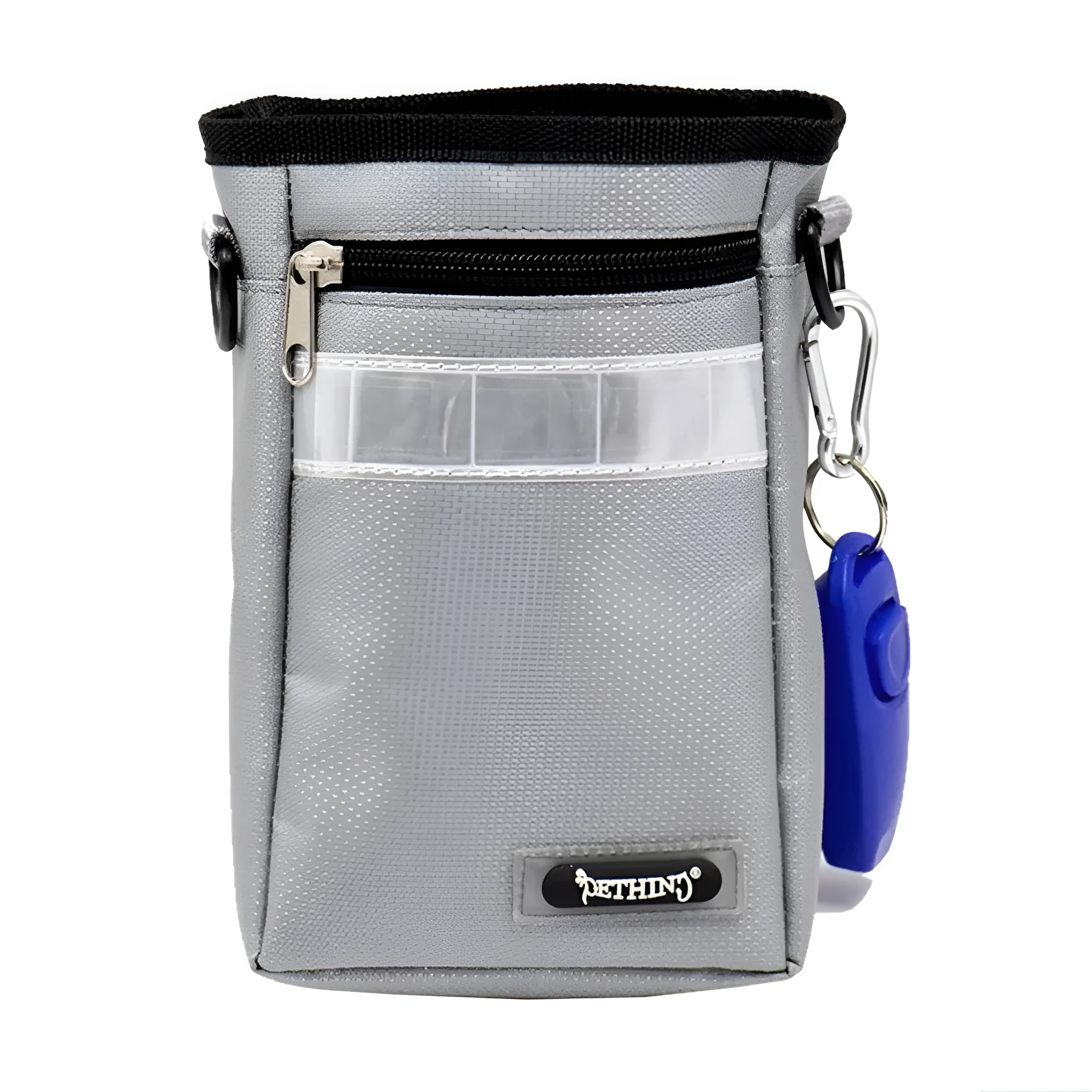 Dog training belt bag in black, Oxford cloth and polyester, size 11.5 by 5.5 by 17 cm, with adjustable belt