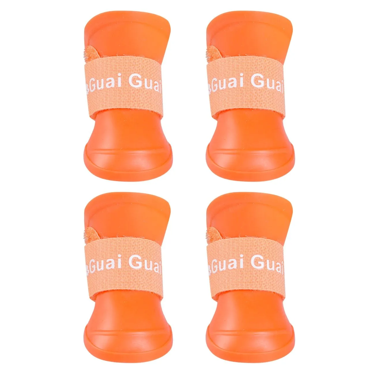 Soft non-slip silicone pet rain boots in purple for dogs, waterproof with wear-resistant sole, available in sizes S M L