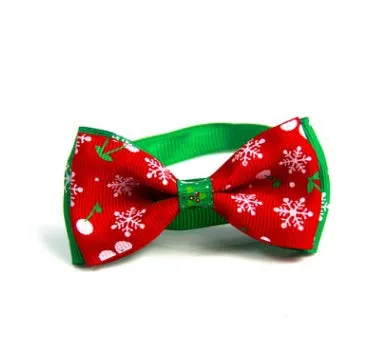 Christmas handmade ribbon dog bow tie adjustable 20-26cm neck 8.5cm bow eight colours with bell