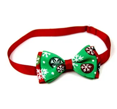 Christmas handmade ribbon dog bow tie adjustable 20-26cm neck 8.5cm bow eight colours with bell