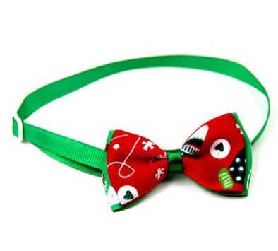 Christmas handmade ribbon dog bow tie adjustable 20-26cm neck 8.5cm bow eight colours with bell