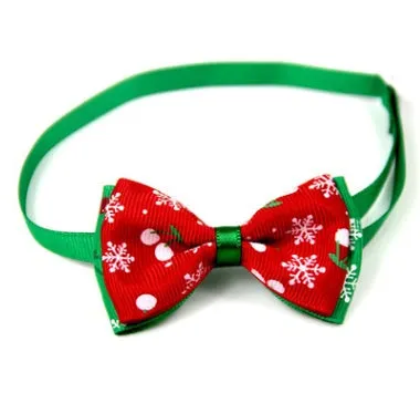 Christmas handmade ribbon dog bow tie adjustable 20-26cm neck 8.5cm bow eight colours with bell