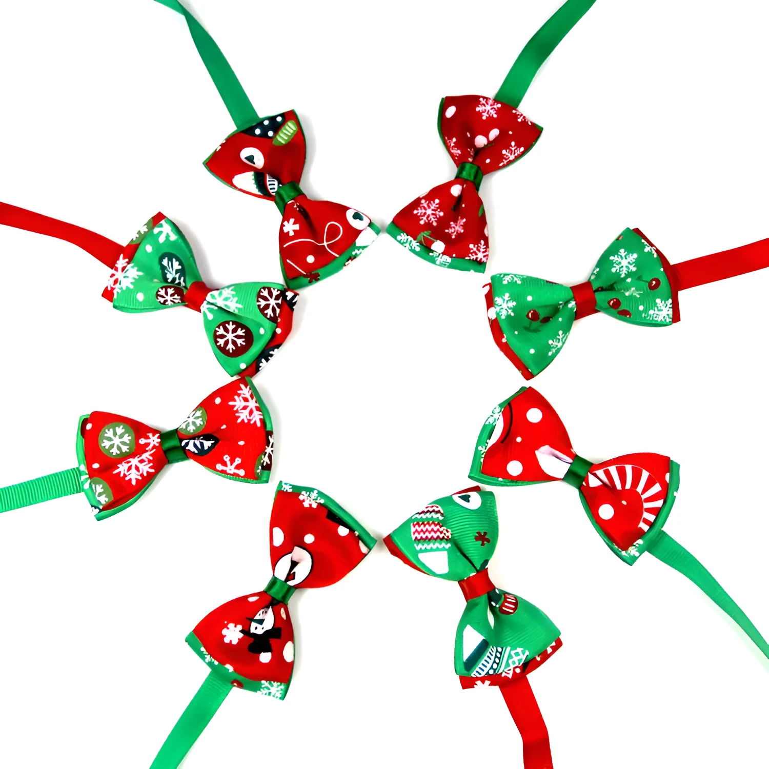 Christmas handmade ribbon dog bow tie adjustable 20-26cm neck 8.5cm bow eight colours with bell