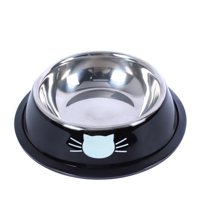 Set of stainless steel pet bowls in multicolour with non-slip base, 11.5 cm wide, for cats and small dogs