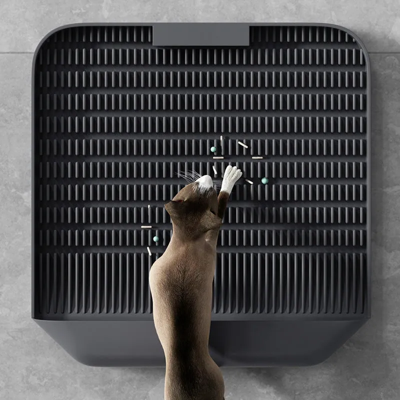 PP cat litter mat in bamboo charcoal gray colour measuring 37x37x8cm with pedal design