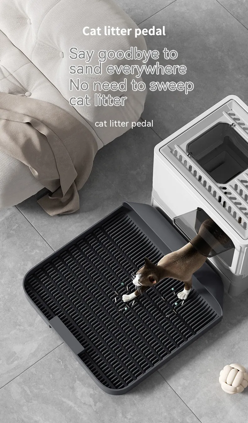 PP cat litter mat in bamboo charcoal gray colour measuring 37x37x8cm with pedal design