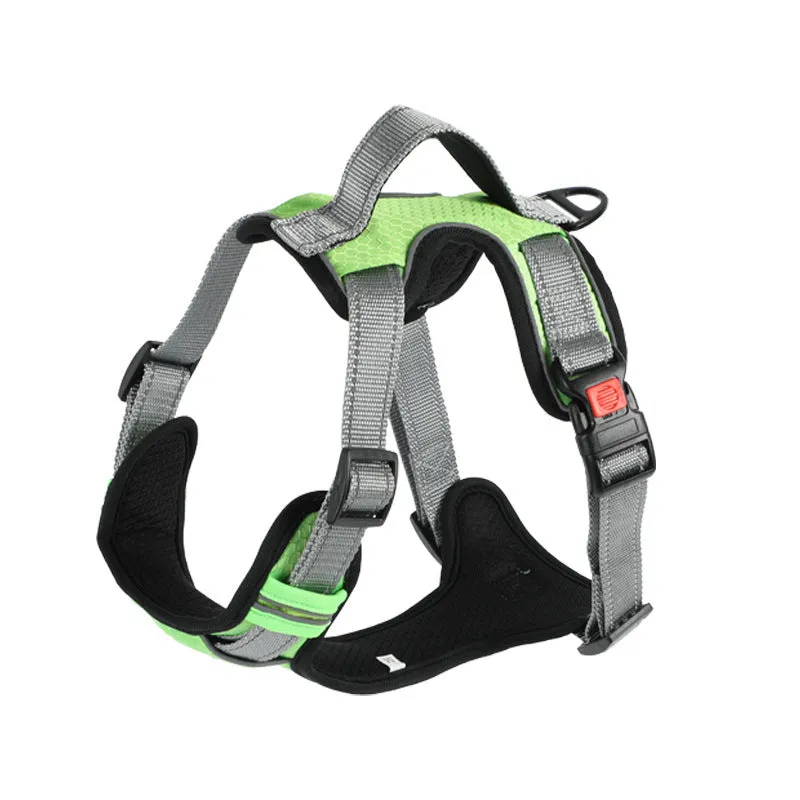 Polyester dog harness vest with hand-holding rope in multiple colour options