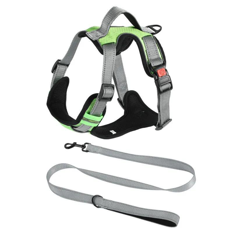 Polyester dog harness vest with hand-holding rope in multiple colour options