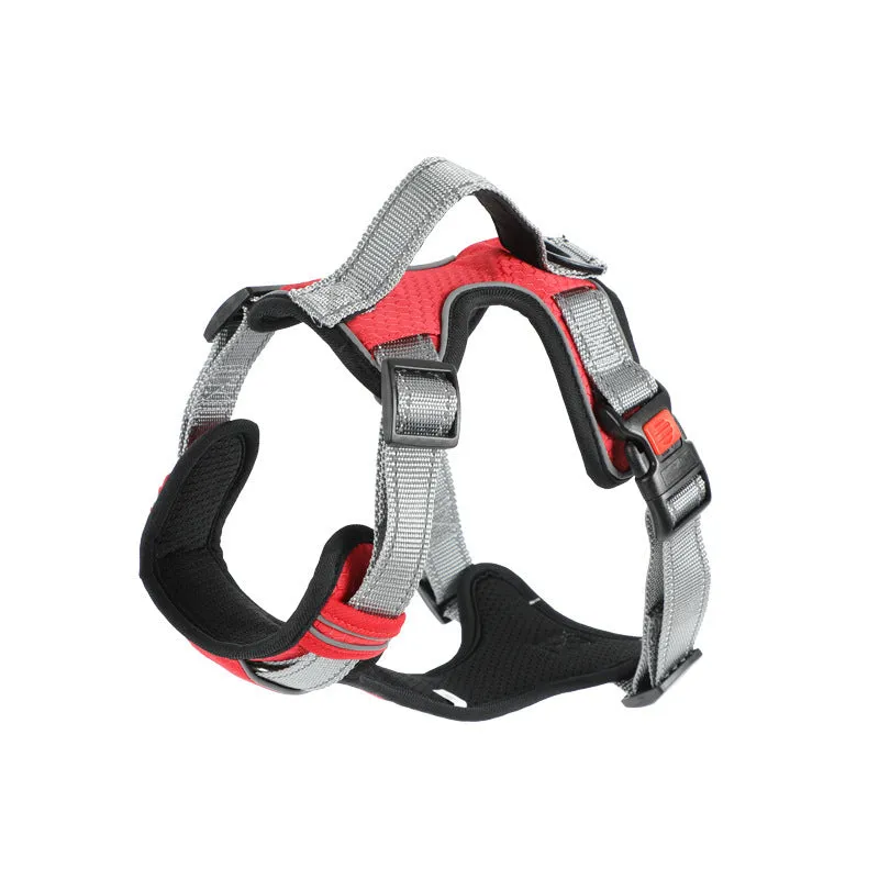 Polyester dog harness vest with hand-holding rope in multiple colour options