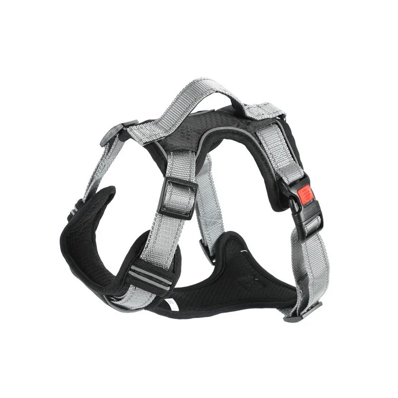Polyester dog harness vest with hand-holding rope in multiple colour options