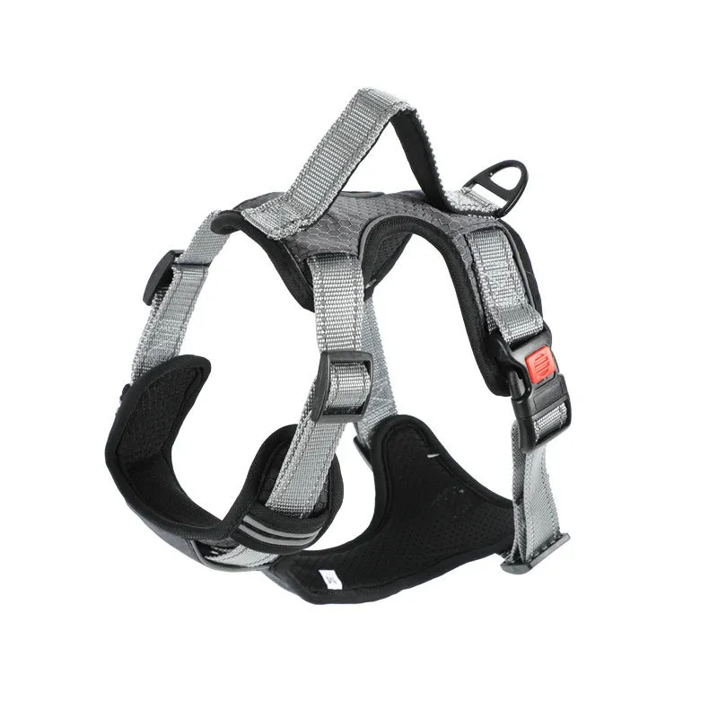 Polyester dog harness vest with hand-holding rope in multiple colour options
