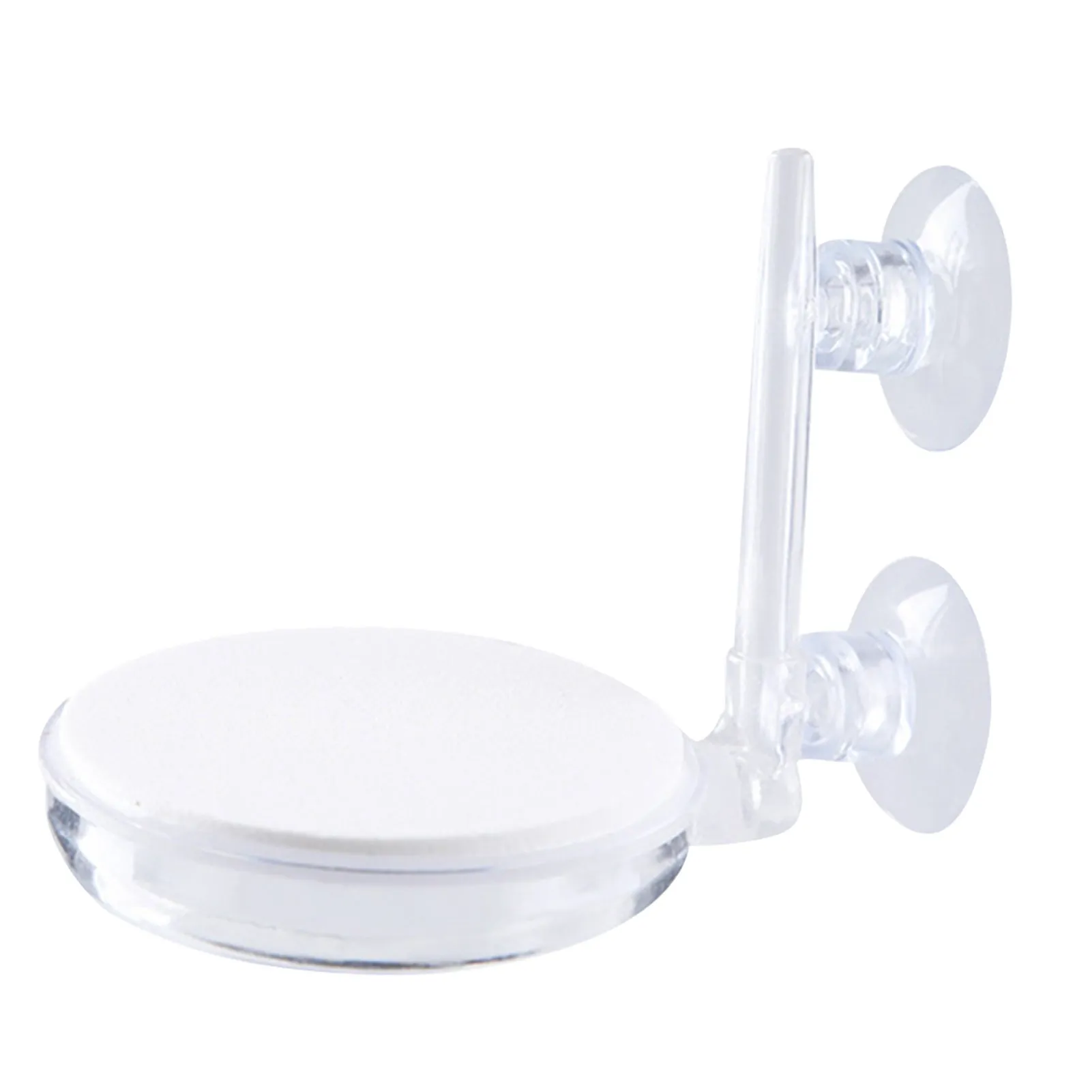 White transparent PC aquarium air refiner with nano bubbles and suction cups, shown on glass tank