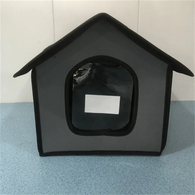 Outdoor waterproof dog kennel in army green chemical fibre, size L, with optional door curtain
