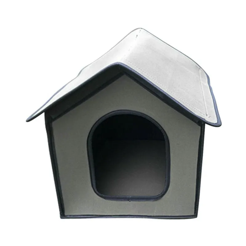 Outdoor waterproof dog kennel in army green chemical fibre, size L, with optional door curtain