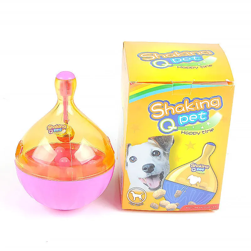 Blue Tumbler Food Leaker dog toy ball with bell for small and medium dogs