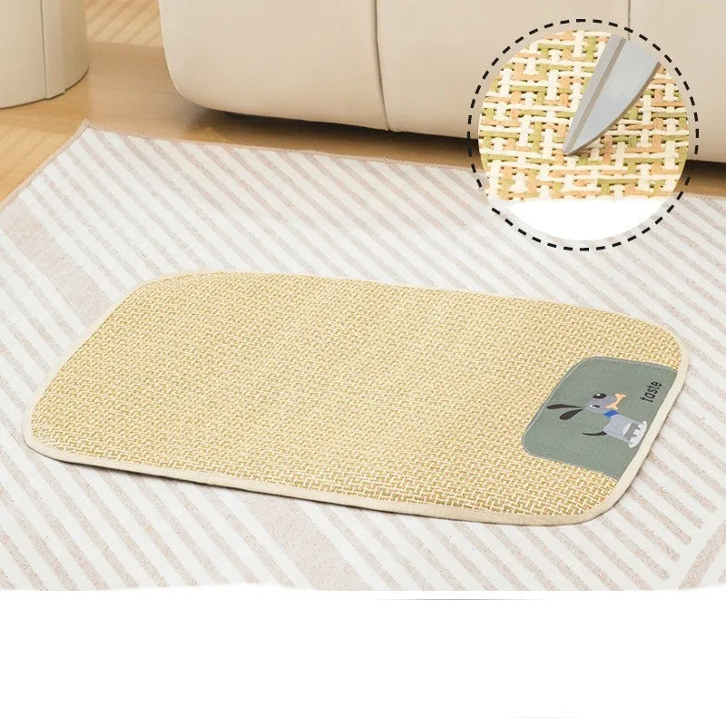 Woven pet cooling mat in beige, suitable for cats and dogs, size options from XS to XL