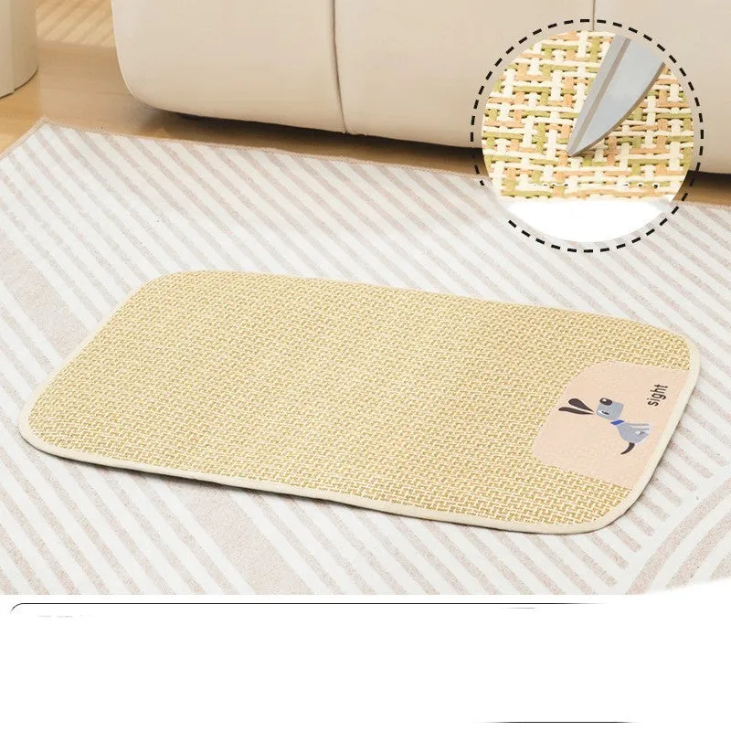 Woven pet cooling mat in beige, suitable for cats and dogs, size options from XS to XL
