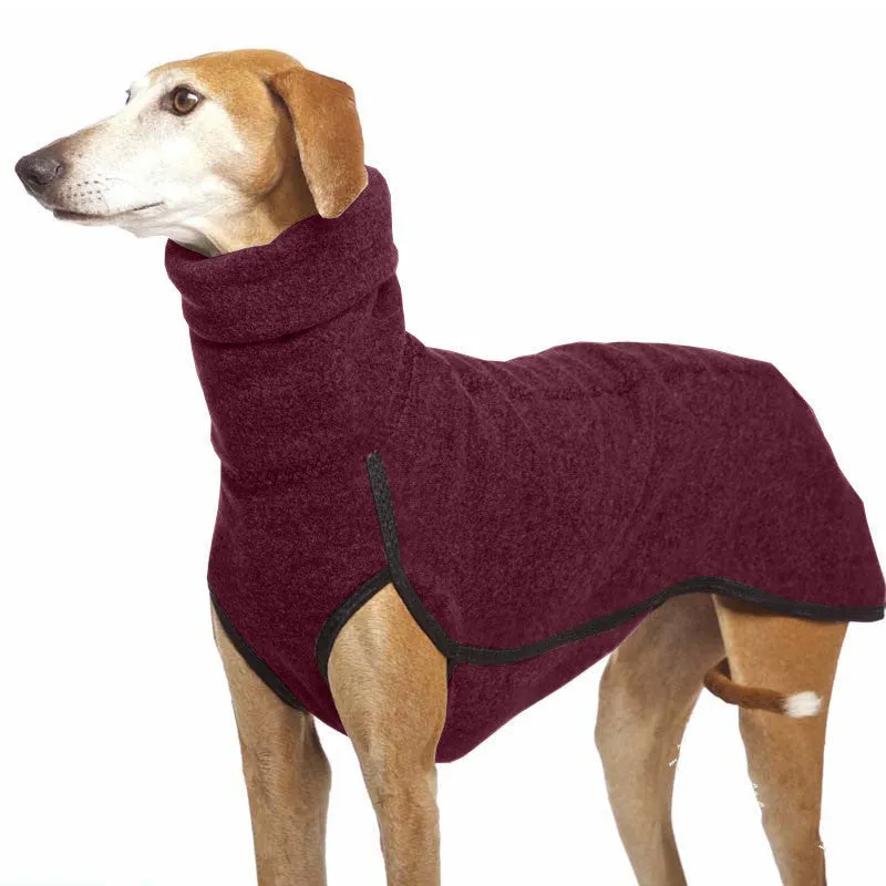 Winter dog coat in Army Green with high collar, two-legged design for medium large dogs like French Bulldogs
