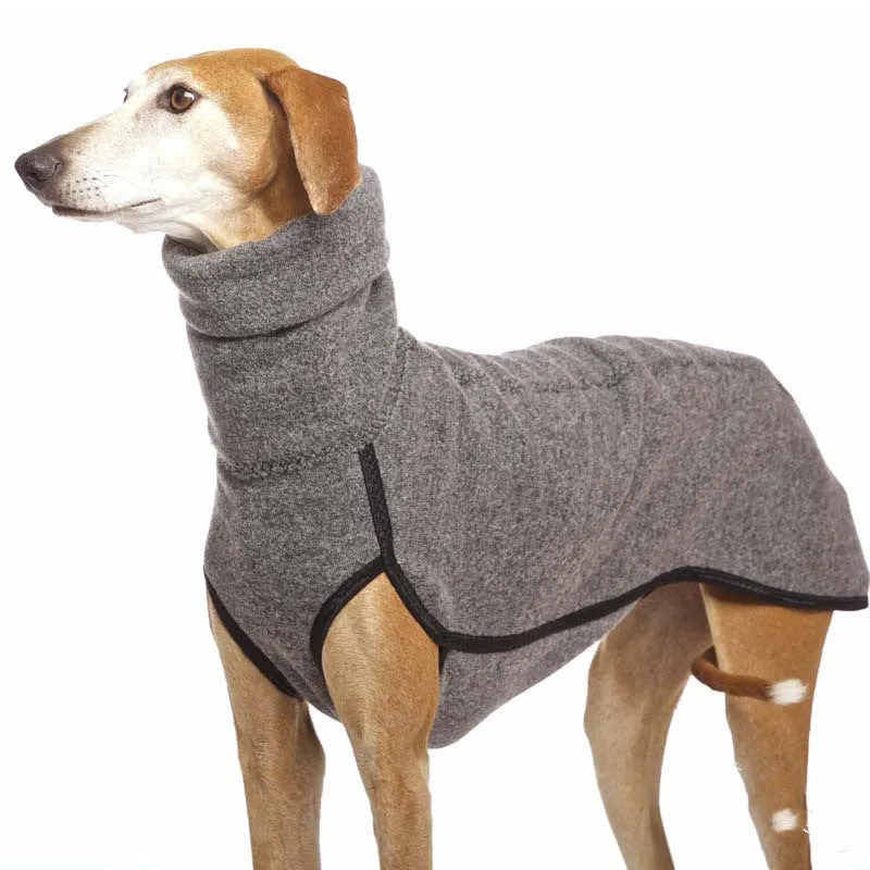 Winter dog coat in Army Green with high collar, two-legged design for medium large dogs like French Bulldogs
