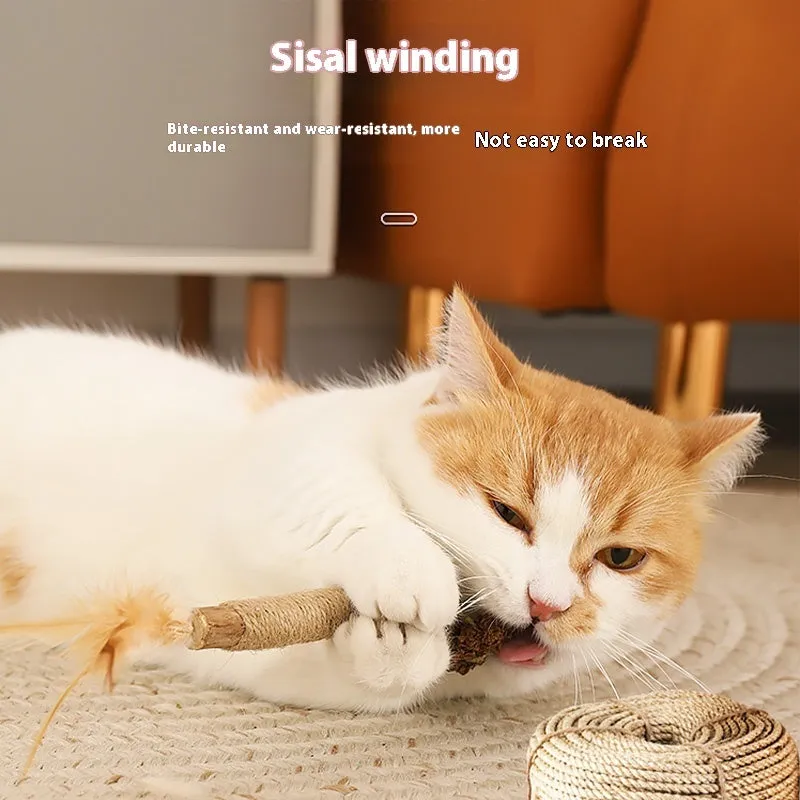 Polygonum Mu cat teeth grinding rod with 2.2cm diameter and Lafite grass catnip elements