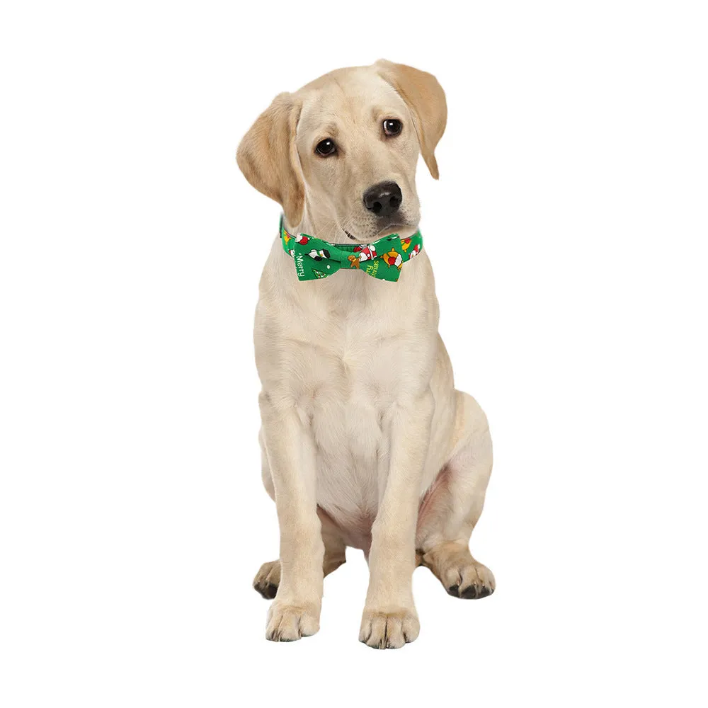 Simplicity Creative printed Christmas dog collar in cotton polyester, red and green options, adjustable sizes S M L