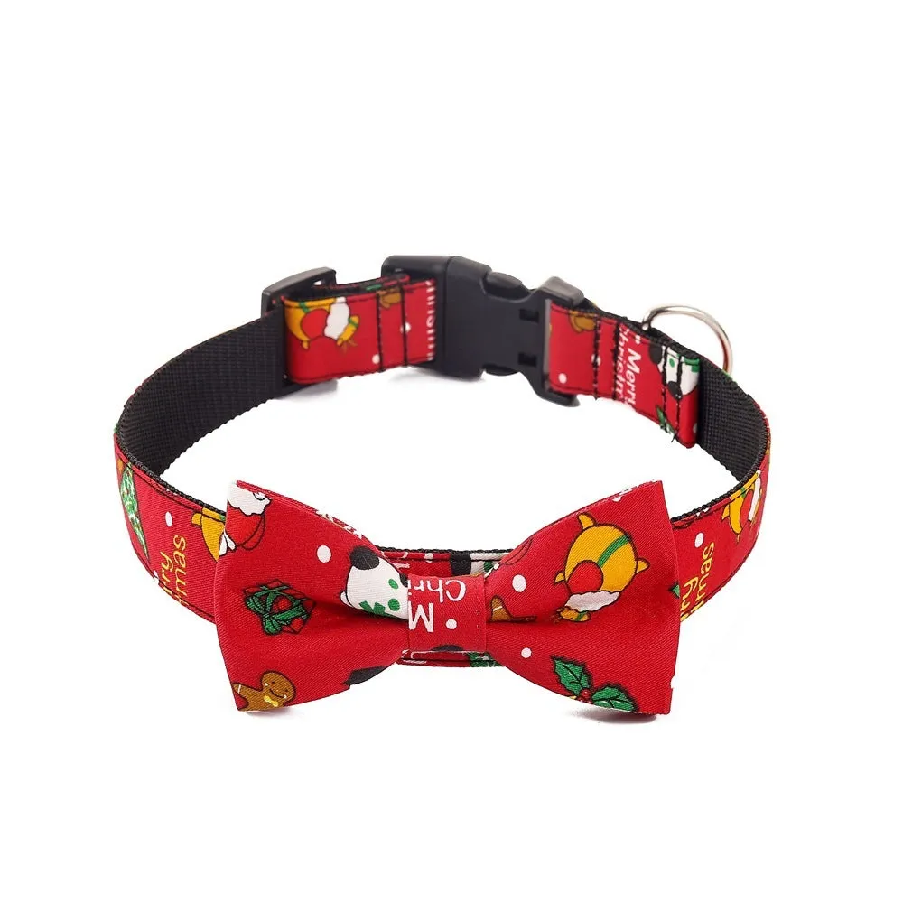 Simplicity Creative printed Christmas dog collar in cotton polyester, red and green options, adjustable sizes S M L
