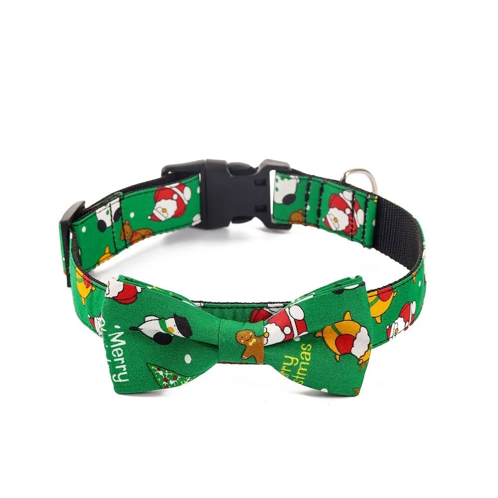 Simplicity Creative printed Christmas dog collar in cotton polyester, red and green options, adjustable sizes S M L