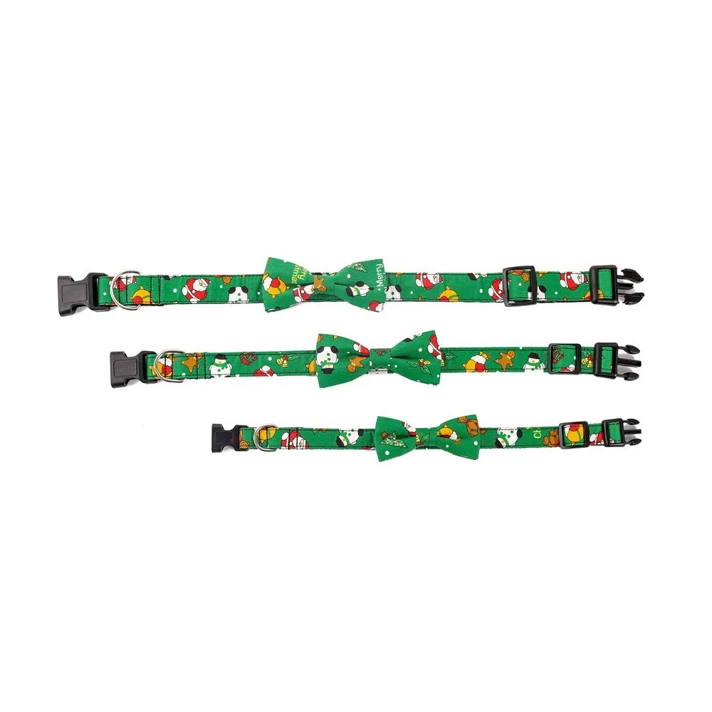Simplicity Creative printed Christmas dog collar in cotton polyester, red and green options, adjustable sizes S M L
