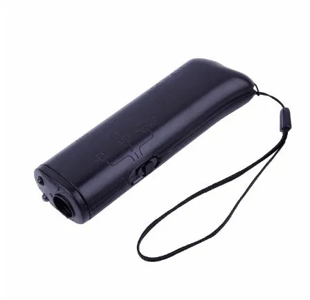 Multi-function ultrasonic dog chaser flashlight ABS black 14cm length with switch and button