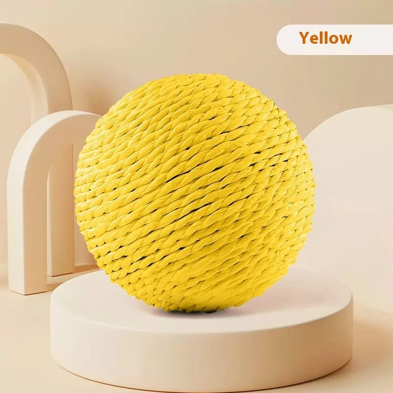 Oversized sisal ball cat toy in 10cm orange self-hi relieving stuffy for interactive biting and batting play