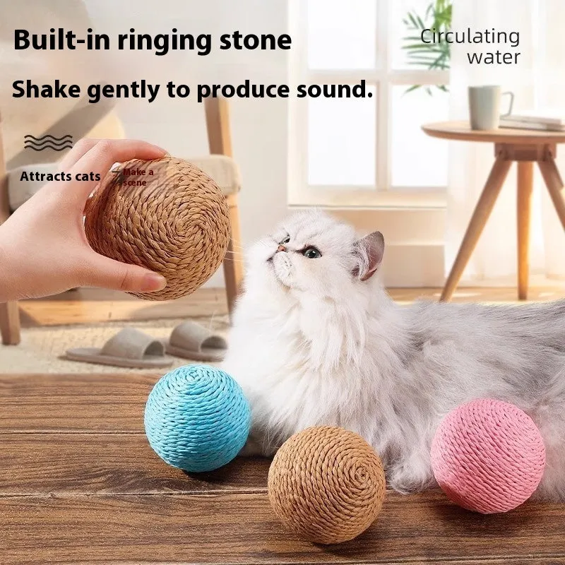 Oversized sisal ball cat toy in 10cm orange self-hi relieving stuffy for interactive biting and batting play