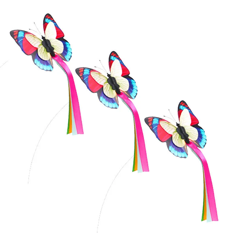 Automatic cat toy with rotating butterfly on stable octopus base, blue colour, glowing in dark