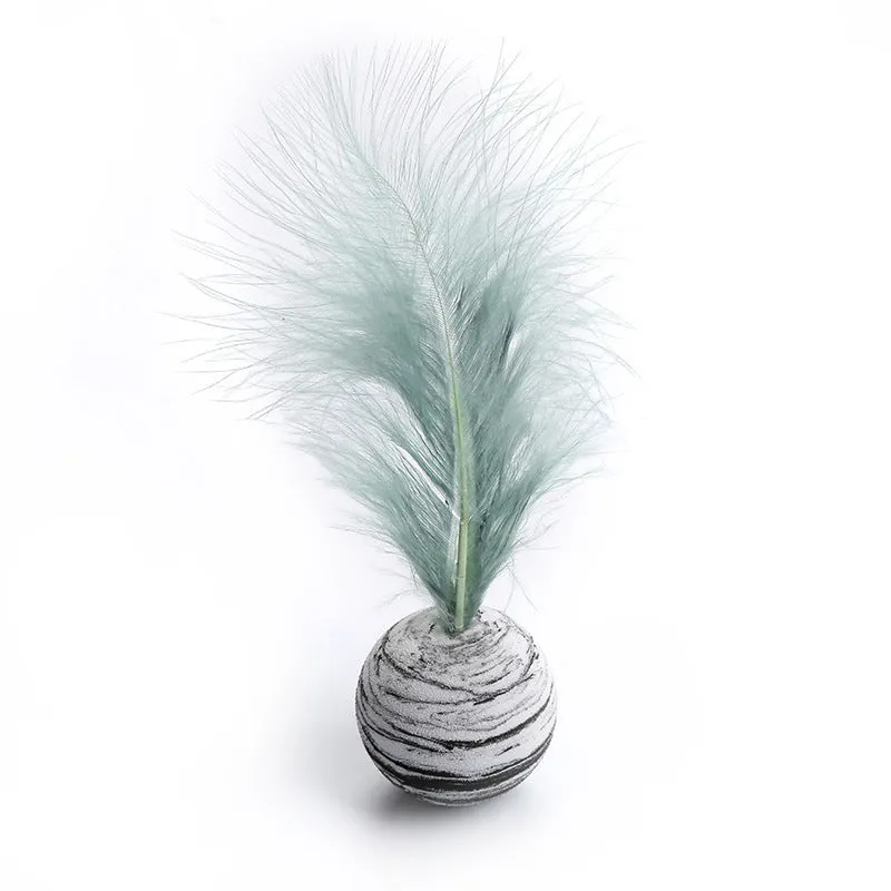 Star texture EVA foam cat ball with feathers in Black, Blue, and Pink colour options