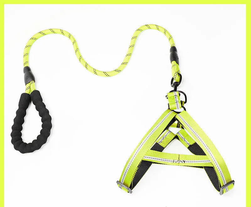 Adjustable dog leash and cat chest strap set with collar, Strengthen or Reflective variant, in multiple sizes and colours