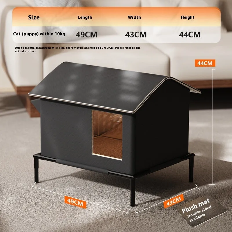 Black Oxford cloth outdoor pet bed for cats and small dogs with lock temperature design