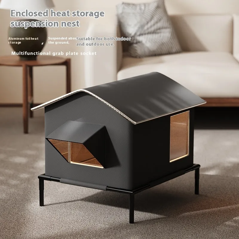 Black Oxford cloth outdoor pet bed for cats and small dogs with lock temperature design