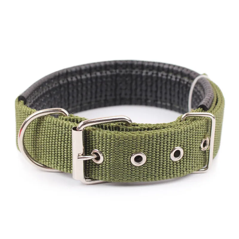 Nylon dog collar for small and medium dogs in blue with adjustable length, size S to XXL