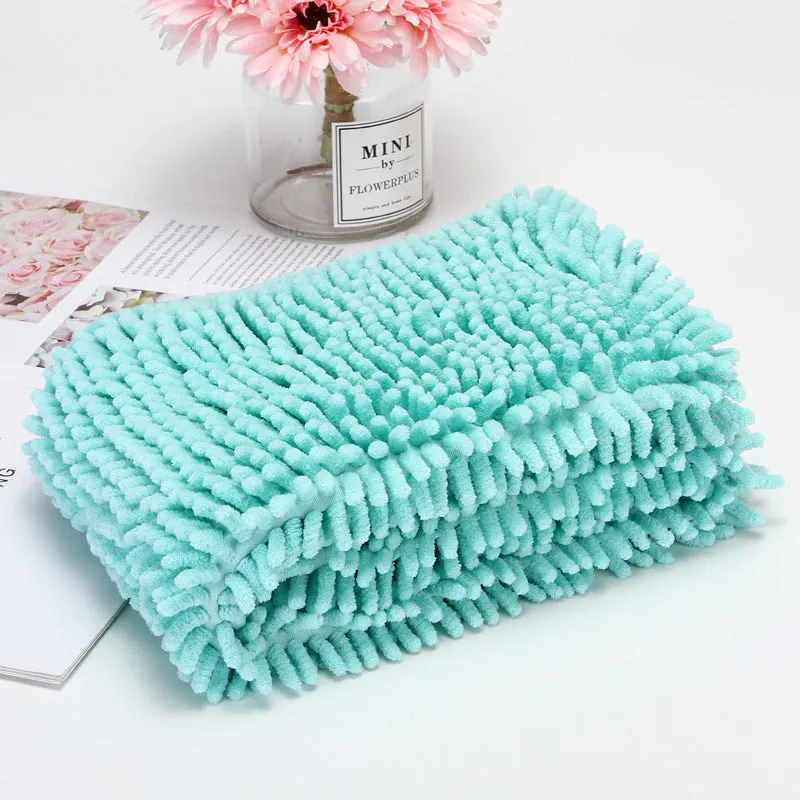 Pet chenille extra size quick-drying absorbent towel in multiple colours for dogs and cats