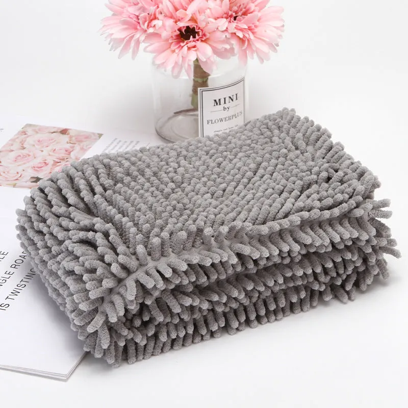 Pet chenille extra size quick-drying absorbent towel in multiple colours for dogs and cats